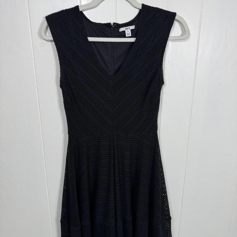 Bar lll fit and flare black sleeveless dress, eyelet/mesh